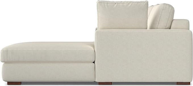 SIMPLIHOME Charlie Right-Facing Sectional Sofa in 100% Recycled Polyester Tightly Woven Performance Fabric, Cream, 122-inches Wide, Handcrafted Contemporary Style L-Shaped Couch with Chaise