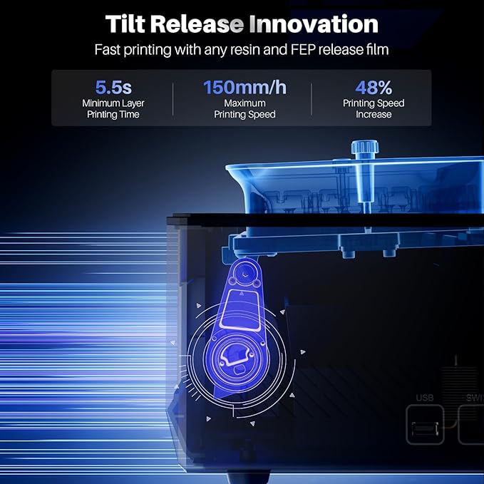 ELEGOO Mars 5 Ultra 9K MSLA Resin 3D Printer, Smart Mechanical Sensor, Fast Printing Up to 150mm/h, AI Camera, WiFi Cluster Printing, Automatic Leveling, Large Printing Size 6.04 * 3.06 * 6.49 inch