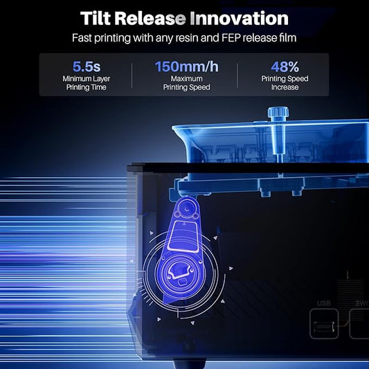 ELEGOO Mars 5 Ultra 9K MSLA Resin 3D Printer, Smart Mechanical Sensor, Fast Printing Up to 150mm/h, AI Camera, WiFi Cluster Printing, Automatic Leveling, Large Printing Size 6.04 * 3.06 * 6.49 inch