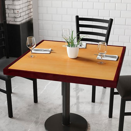 Flash Furniture 36'' Square 2-Tone High-Gloss Cherry / Mahogany Resin Table Top with 2'' Thick Drop-Lip