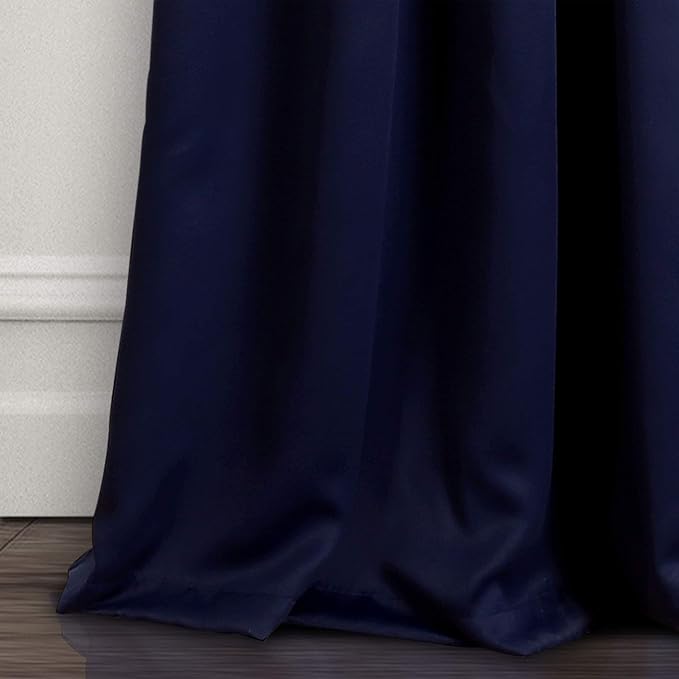 Lush Decor Insulated Grommet Blackout Window Curtain Panels, Pair, 52" W x 120" L, Navy - Classic Modern Design - 120 Inch Curtains - Extra Long Curtains For Living Room, Bedroom, Or Dining Room