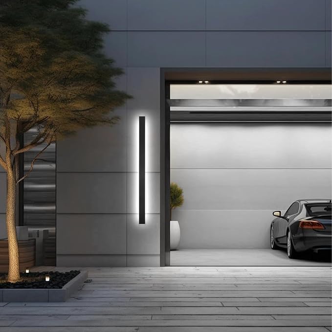 Outdoor Wall Lights,39inch Modern LED Exterior Light Fixtures Wall Mount,Dimmable Black Linear Outdoor Light Fixture IP65 Waterproof,Modern Long Strip LED Sconce Lighting for Porch,Garage