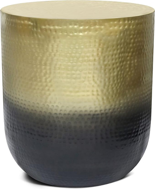 SIMPLIHOME Nova Metal Table - 19 inch Wide Round Iron Accent Table in Gold Ombre, Boho Drum Side Table for Living Room, Bedroom, or Office with Distinctive Textured Finish, Assembled