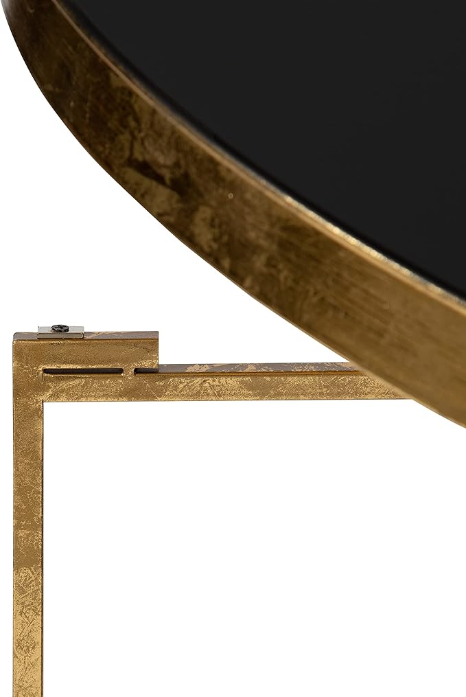Kate and Laurel Celia Modern Round Coffee Table, 28 x 28 x 19, Black and Gold, Coffee Table for Living Room Decor, Storage, and Display