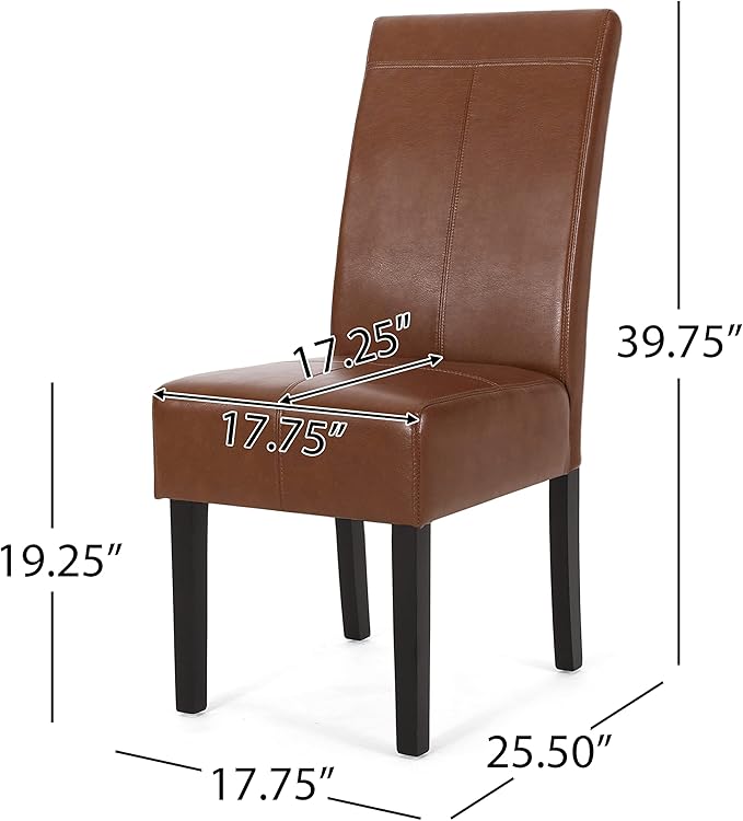 Christopher Knight Home Pertica Upholstered T-Stitch Dining Chairs - Faux Leather - Cognac Brown/Espresso (Set of 4)
