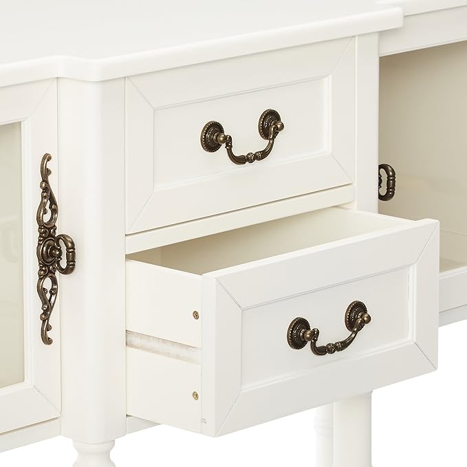 Kings Brand Furniture Wood Buffet Sideboard Cabinet Console Table, Cream White