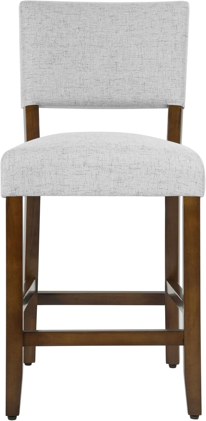 HomePop 24" Open Back Counter Stool|HomePop Home Décor|Fabric Chairs for Dining Room, Kitchen and Living Room - Gray Woven(Single Pack)