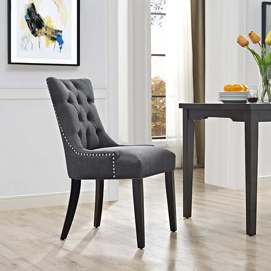 Modway Regent Button Tufted Upholstered Fabric Dining Chair in Gray
