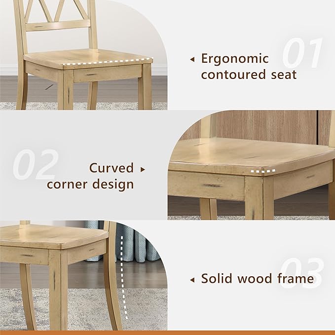 Homelegance Janina Dining Room Chairs Set of 2, Modern Farmhouse Dining Chairs Set of 2, Solid Wood, X Cross Back, Traditional Modern Ranch Style Kitchen For Table, Armless, Easy Assembly, Buttermilk