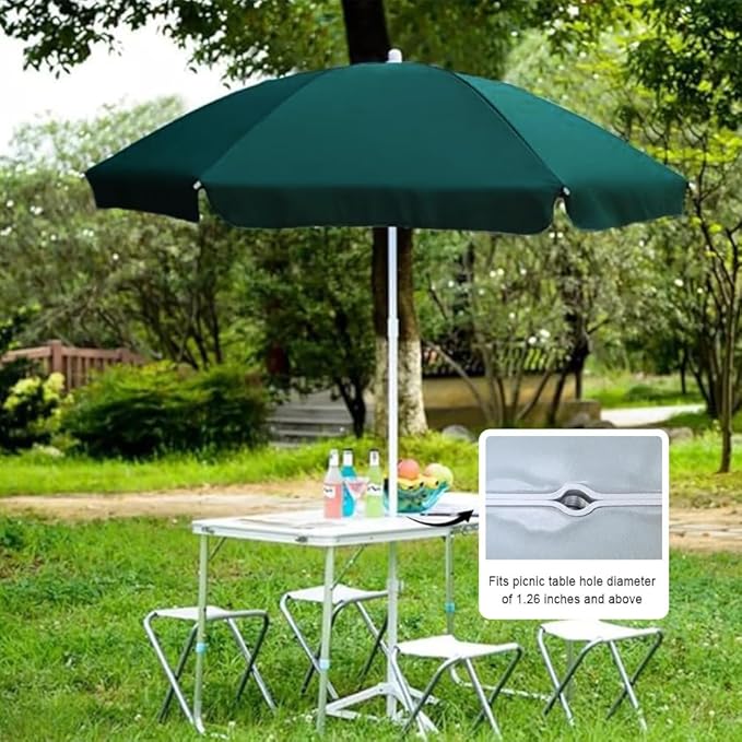 AMMSUN 6FT Portable Picnic Outdoor Canopy Sunshade Beach Umbrella with Tilt Function, Small Patio Umbrella - Green