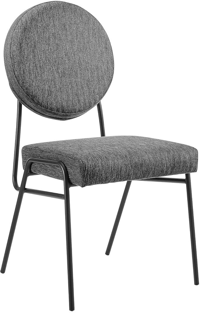 Modway Craft Fabric Upholstered Side Dining Chairs-Set of 2 in Black Charcoal