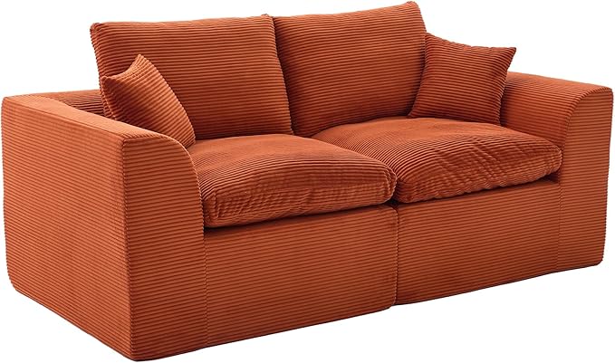 80.3" Cloud Loveseat Boneless Sofas for Living Room, 2 Seaters Modular Foam Cloud Sofa Couches, 2 Seat Compression Foam Couch with Toss Pillows, No Assembly Required