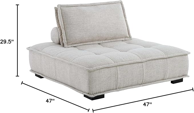 Modway Saunter Tufted Fabric Armless Chair, Beige