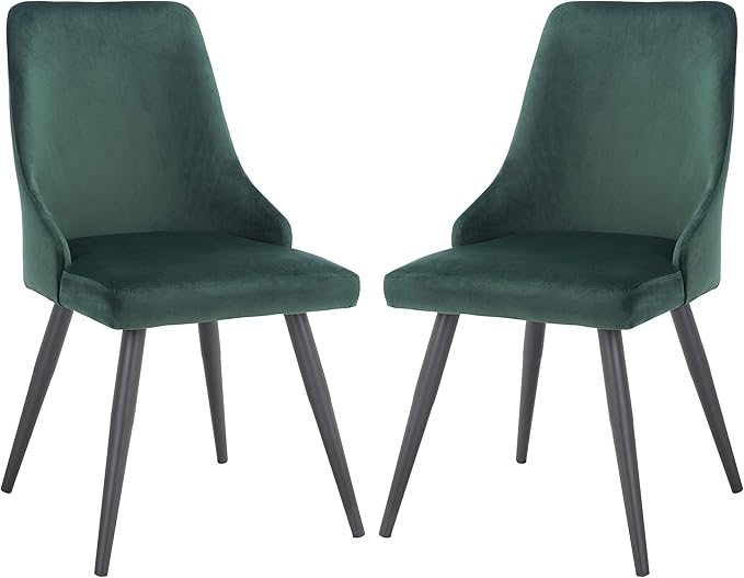 Safavieh Home Collection Zoi Velvet 19-inch (Set of 2) Dining Chair, Malachite Green/Black