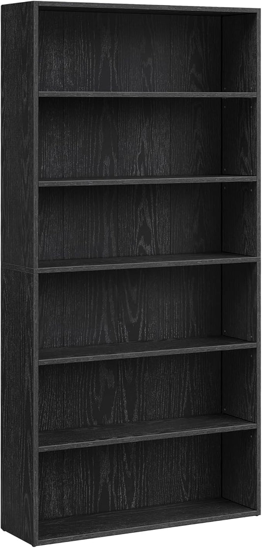 VASAGLE Custos Collection - Bookshelf, 6-Tier Bookcase, Book Shelf, Open Storage Shelf, 9.4 x 31.5 x 63.3 Inches, for Living Room, Home Office, Dining Room, Ebony Black ULBC412B01