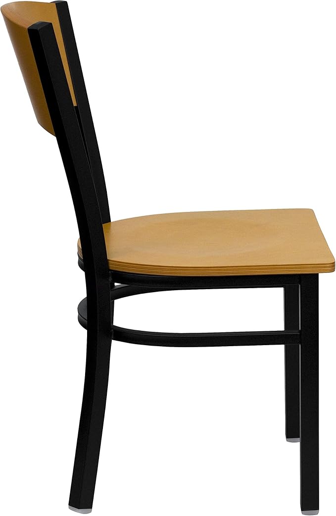 Flash Furniture 2 Pk. HERCULES Series Black Circle Back Metal Restaurant Chair - Natural Wood Back & Seat