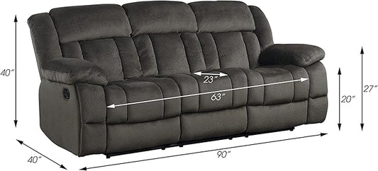 Lexicon Home Theater Seating, Wall Hugger Manual Reclining Sofa, 3-Seat Dual Recliner Sofa for Living Room, 90" W Sofa, Chocolate