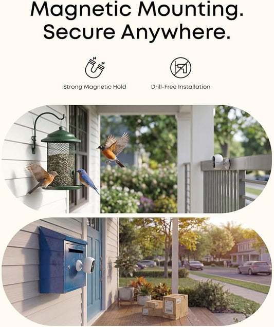 eufy Security eufyCam C35 with Solar Panel, Wireless Security Camera, Outdoor and Indoor, Magnetic Mount, Color Night Vision, Local Storage, No Monthly Fee, IP67, White