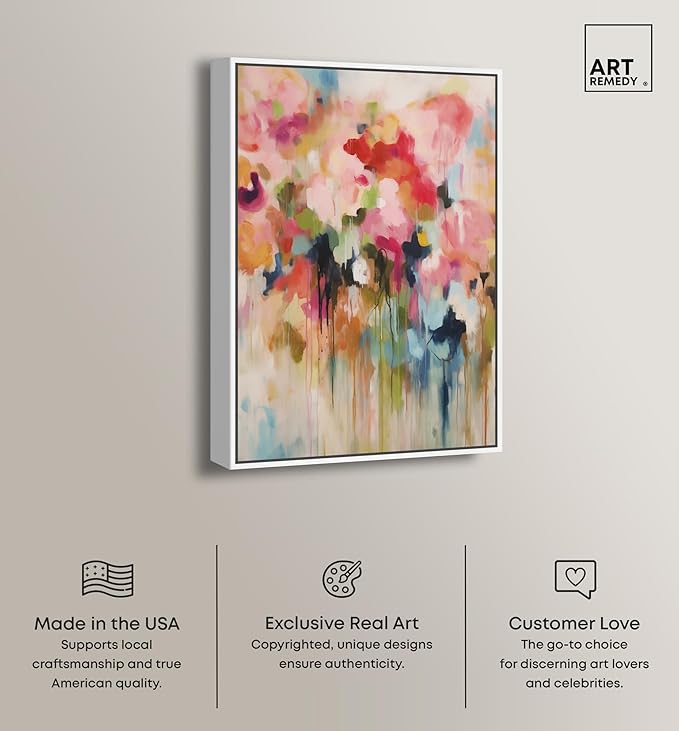 Art Remedy Soft Lush Pastel Canvas New Floral Wall Art, White Frame, 24" x 36"