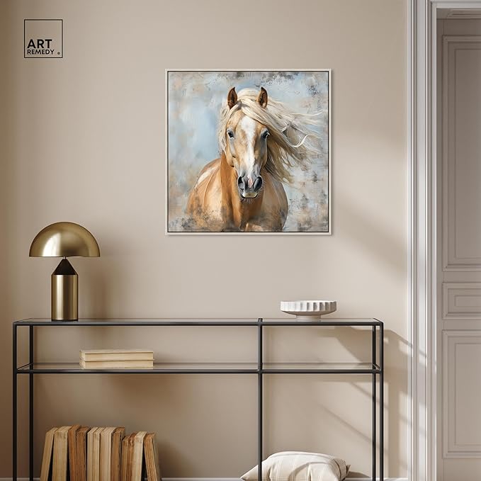 Art Remedy Rustic Rider Canvas Horse Wall Art, Silver Frame, 24" x 24"