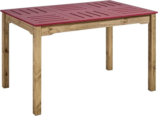 Manhattan Comfort Stillwell 47" Solid Pine Wood Dining Table for 6, Mid-Century Modern Kitchen Furniture with Stylish Painted Top, Perfect for Small Spaces, , Red