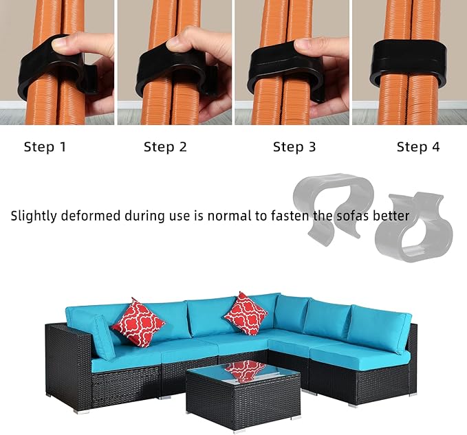 SUQ I OME Pack of 10 Outdoor Patio Garden Wicker Rattan Furniture Aligment Sofa Rattan Chair Fastners Clip Sectional Connector - Non Slip (2.13 inches,Medium)