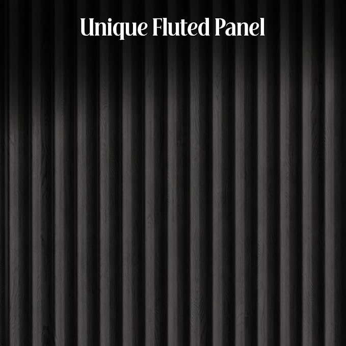 Fluted Buffet Cabinet Sideboard with Storage, Wooden Credenza with 2 Doors & Adjustable Shelf, Modern 15" Deep Accent Cabinet for Living Room, Kitchen Dining Room Entryway,Black