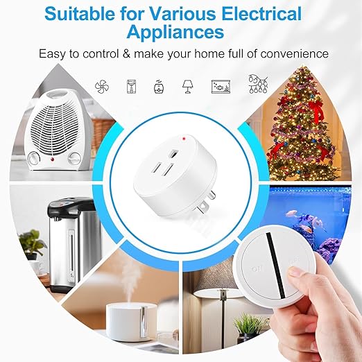 Greencycle Smart Wireless Remote Control Outlet Plug,WiFi Outlets for Household,On Off Smart Outlets Switch Compatible with Tuya,Alexa and Google Assistant,Timer Outlet,No Wiring,White,2PK