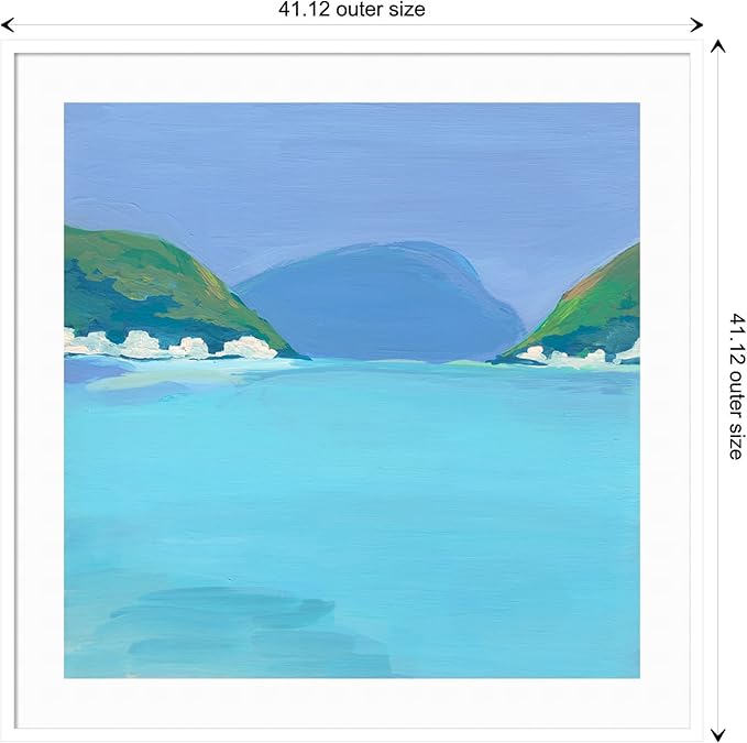 Amanti Art Framed Wall Art Print 41x41 Lake View by Kate Aurelia Holloway, Landscapes Wall Art, Coastal Decor, Oversize Poster Painting Artwork for Living Room, Bedroom, Bathroom, Kitchen, Office