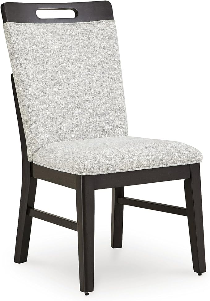 Signature Design by Ashley Neymorton Solid Wood Frame Dining Chair, Stain Resistant, Set of 2, Light Gray/Brown