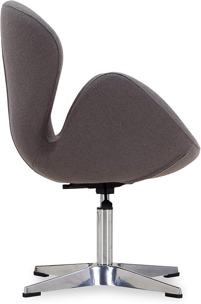 Manhattan Comfort Raspberry Adjustable Swivel Accent Chair with 360° Turn, Polished Chrome Base, Modern Retro Design, Versatile Seat Ideal for Any Room, Set of 1, Grey