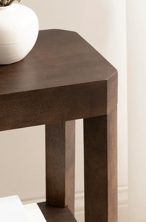Kate and Laurel Talcott Modern Rectangle Wood Side Table, 16 x 10 x 25, Dark Brown, Transitional Decorative Two-Tier End Table for Use as a Bedroom Nightstand or Living Room Accent