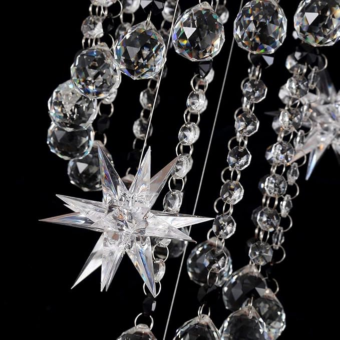 Saint Mossi 7-Lights Crystal Chandelier for High Ceiling, Modern Large Lighting Fixture, Raindrop Ceiling Light, Crystal Light Modern Flush Mount Ceiling Light Fixture,H58 X D20