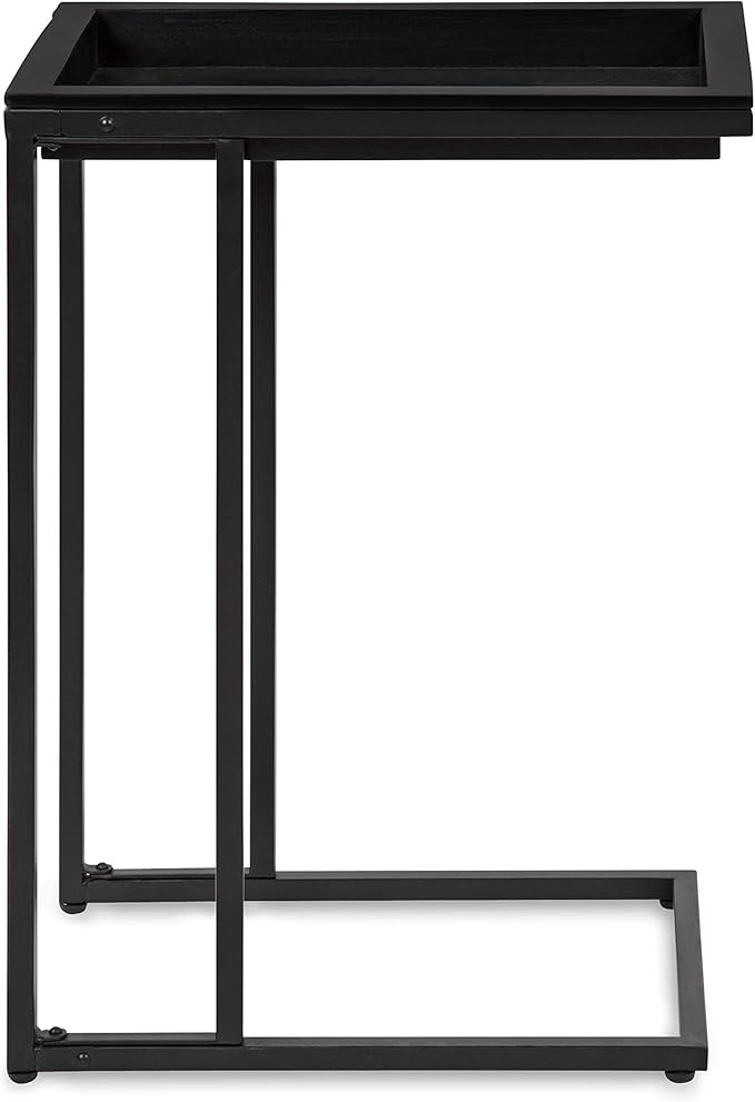 Kate and Laurel Lockridge Foldable Modern Side C-Table, 18.5" x 12" x 26.75", Black