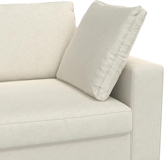 SIMPLIHOME Charlie Left-Facing Sectional Sofa in 100% Recycled Polyester Tightly Woven Performance Fabric, Cream, 122-inches Wide, Handcrafted Contemporary Style L-Shaped Couch with Chaise