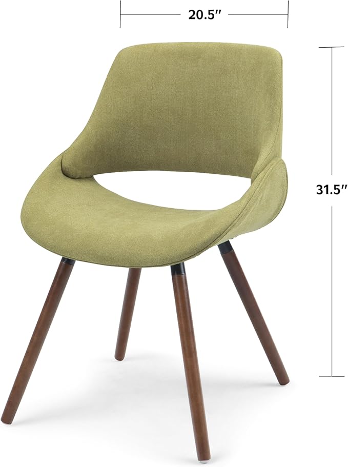 SIMPLIHOME Malden Dining Chairs - Upholstered Bentwood Frame and Woven Fabric Kitchen Chair in Acid Green, Modern Dining Room Seating with Curved Contoured Back, Walnut Veneer Legs and Padded Seat