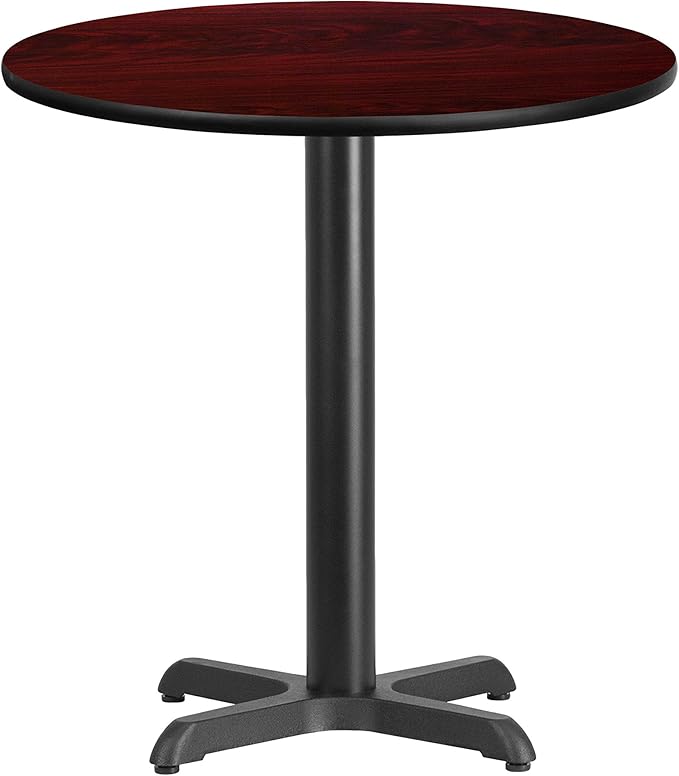 Flash Furniture 24'' Round Mahogany Laminate Table Top with 22'' x 22'' Table Height Base
