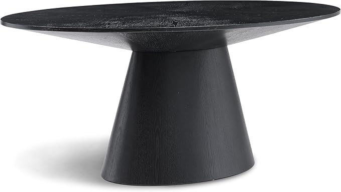 Meridian Furniture 848-T Gavin Collection Mid-Century Modern Oval Dining Table with Oak Wood Veneer in a Black Finish, 72" W x 43.5" D x 30" H, Black