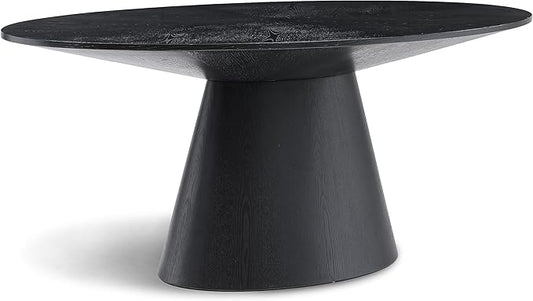 Meridian Furniture 848-T Gavin Collection Mid-Century Modern Oval Dining Table with Oak Wood Veneer in a Black Finish, 72" W x 43.5" D x 30" H, Black