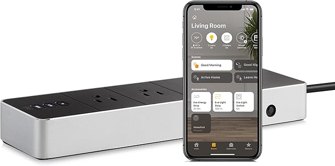 Eve Energy (2 Pack) Smart Plug and Eve Energy Strip - Apple HomeKit Enabled Smart Home Outlet Bundle