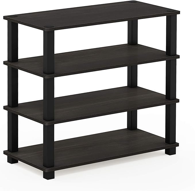 Furinno Turn-S-Tube 4-Tier Shoe Rack, Espresso/Black