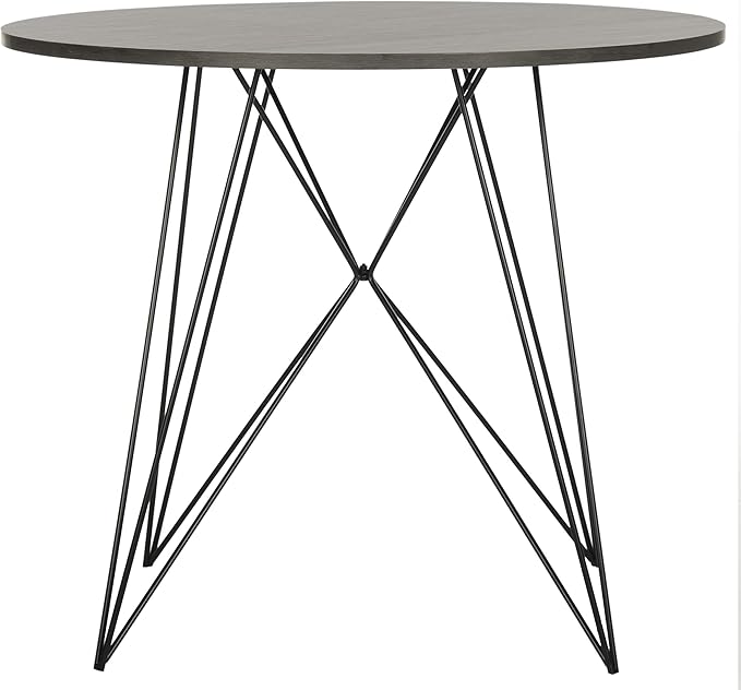 SAFAVIEH Home Collection Marino Mid-Century Modern Dark Grey Hairpin Leg Round Dining Table