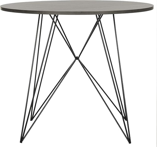 SAFAVIEH Home Collection Marino Mid-Century Modern Dark Grey Hairpin Leg Round Dining Table
