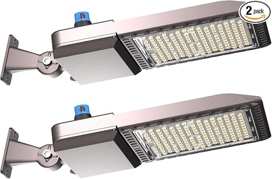 Lightdot 600W LED Parking Lot Lights 90000Lms (Eqv.2400W MH/HPS) 5000K LED Pole Lighting Dusk to Dawn Parking Lot Light with Arm Mount for 30~65Ft Height Street/Yard/Roadway-2Pack
