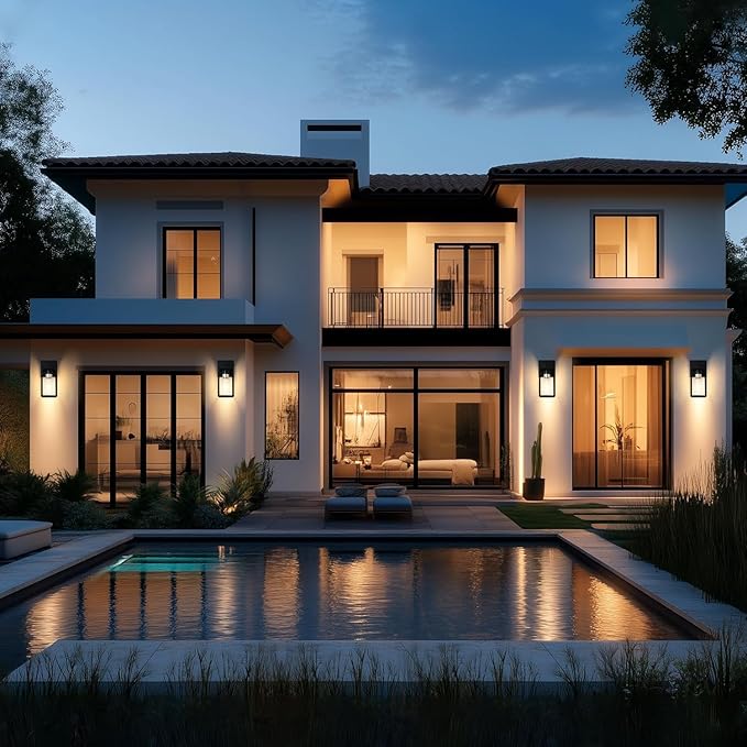 Dusk to Dawn Outdoor Lights for House, 4 Pack Outdoor Wall Light Black Exterior Lighting Fixtures Wall Mount, Aluminum Porch Wall Lanterns Waterproof Outside Light for House Front Door Light