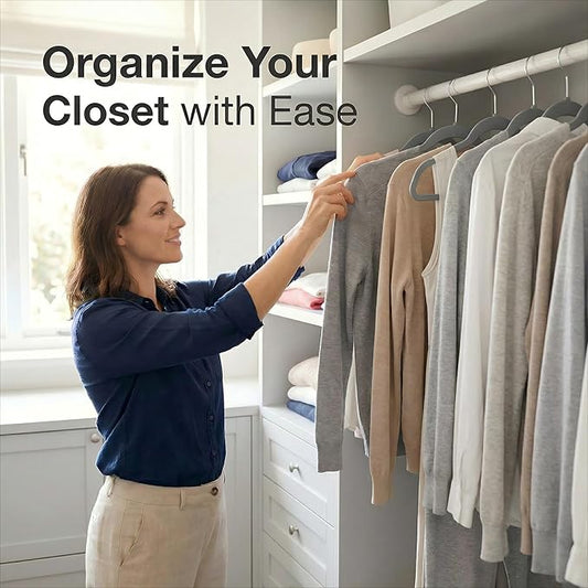 HOUSE DAY Grey Plastic Hangers 20 Pack - Heavy Duty Non-Velvet Hangers with 360° Swivel Hook & Non Slip Notches - Slim Space Saving Clothes Hangers, Durable Closet Organizers for Coats Shirts Dresses