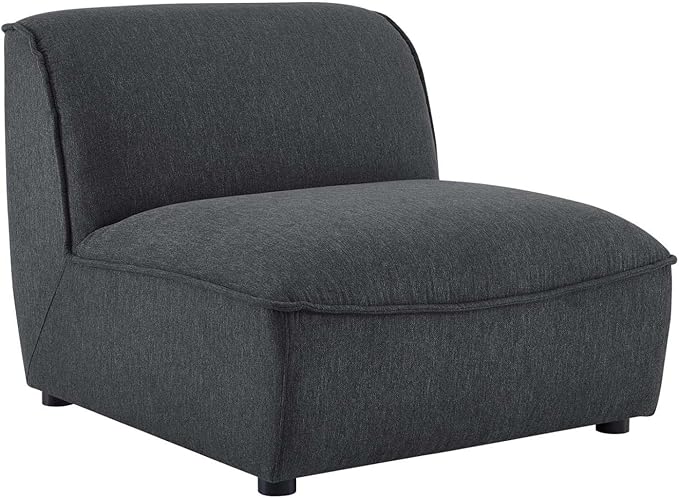 Modway Comprise Fabric Upholstered Sectional, Armless Chair, Charcoal