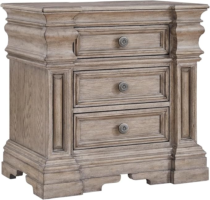 Signature Design by Ashley Blairhurst 3 Drawer Nightstand with USB Charging, 28.75" Tall, Light Grayish Brown