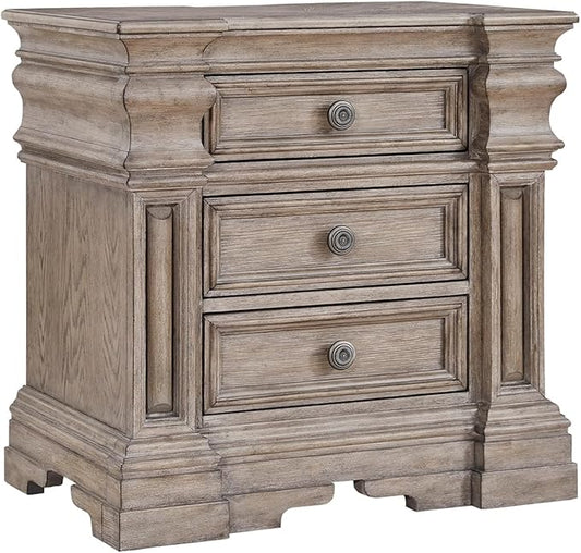 Signature Design by Ashley Blairhurst 3 Drawer Nightstand with USB Charging, 28.75" Tall, Light Grayish Brown