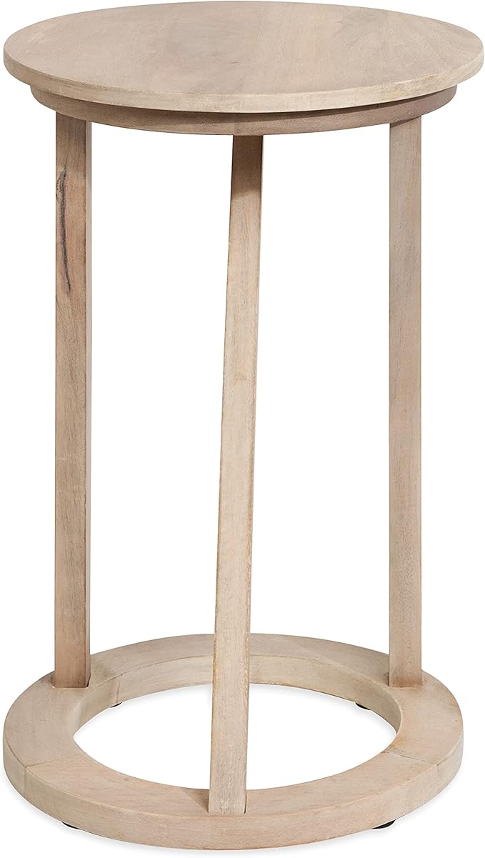 Kate and Laurel Aja Modern Round Side Table; 15 x 15 x 23; White; Decorative Modern Geometric Wood Bedroom Nightstand Table with Circular Tabletop and Unique Slanted Legs